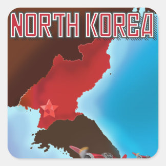 North Korea Vintage travel poster. Square Sticker