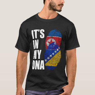 North Korean And Bosnian Mix DNA Heritage Flag T-Shirt
