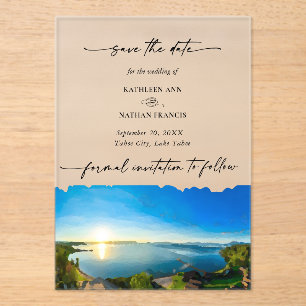 North Lake Tahoe Destination Wedding Save the Date Acrylic Invitations