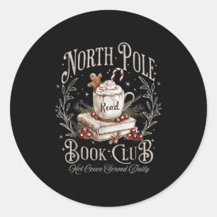 North Le Book Club Christmas Bookish Xmas Books Lo Classic Round Sticker