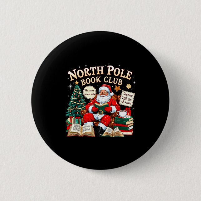 North Le Book Club Cozy Christmas Reading Gift  6 Cm Round Badge (Front)