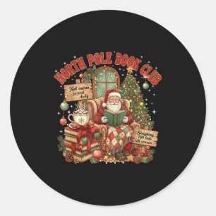 North Le Book Club Cozy Christmas Reading Gift  Classic Round Sticker