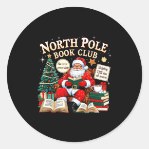 North Le Book Club Cozy Christmas Reading Gift  Classic Round Sticker