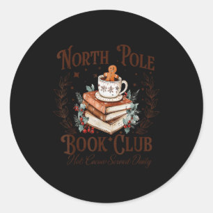North Le Book Club Hot Cocoa Served Daily Libraria Classic Round Sticker