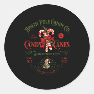 North Le Candy Co Candy Cane Funny Christmas Xmas  Classic Round Sticker