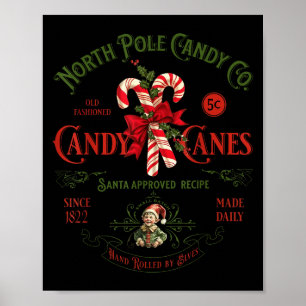 North Le Candy Co Candy Cane Funny Christmas Xmas  Poster