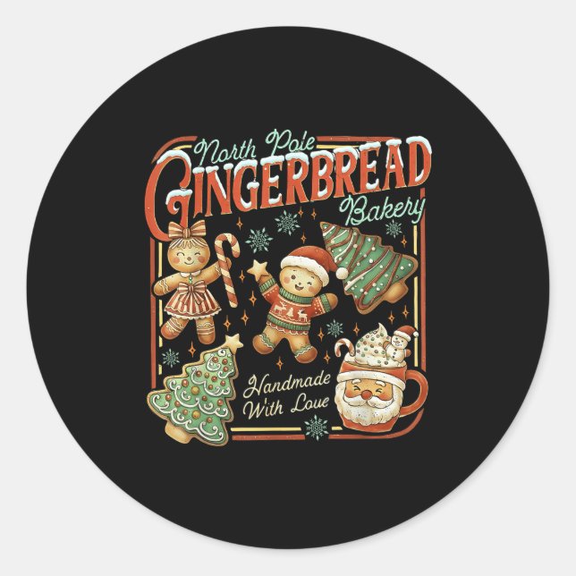 North Le Gingerbread Bakery Christmas  Classic Round Sticker (Front)