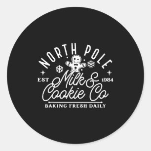 North Le Milk And Cookie Co Funny Baking Christmas Classic Round Sticker