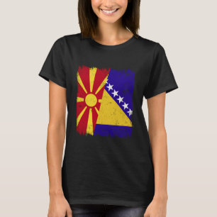 North Macedonia Bosnia and Herzegovina Half Flag T-Shirt