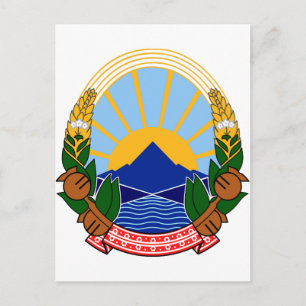 north macedonia emblem postcard