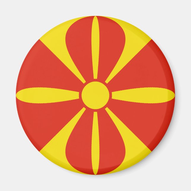 North Macedonia Fisheye Flag Magnet (Front)