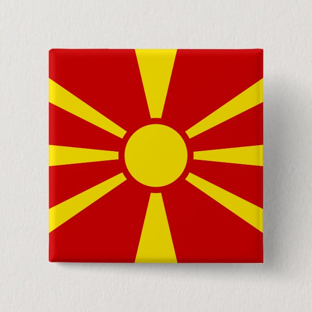 North Macedonia Flag 15 Cm Square Badge (Front)
