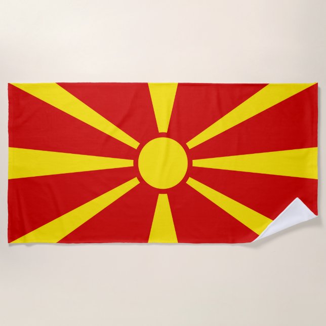North Macedonia Flag Beach Towel (Front)