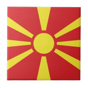 North Macedonia Flag Ceramic Tile