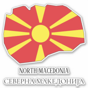 North Macedonia Flag Charming Patriotic Map