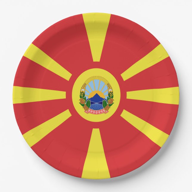 North Macedonia flag-coat of arms    Paper Plate (Front)