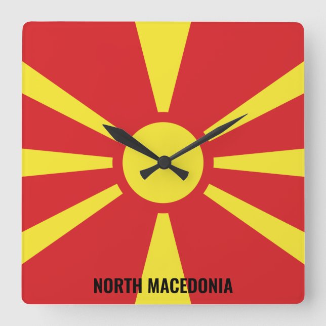 North Macedonia Flag Dazzling Patriotic Square Wall Clock (Front)