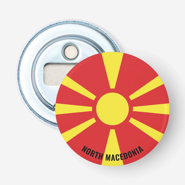 North Macedonia Flag Delightful Patriotic Bottle Opener (Front)