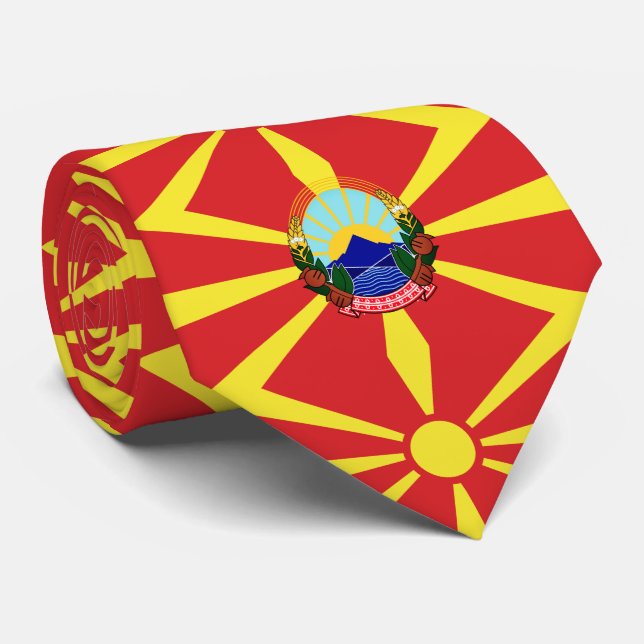 North Macedonia Flag (detail of emblem) Tie (Rolled)