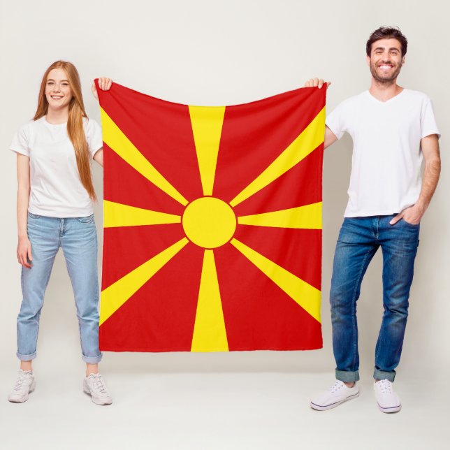 North Macedonia flag Fleece Blanket (In Situ)