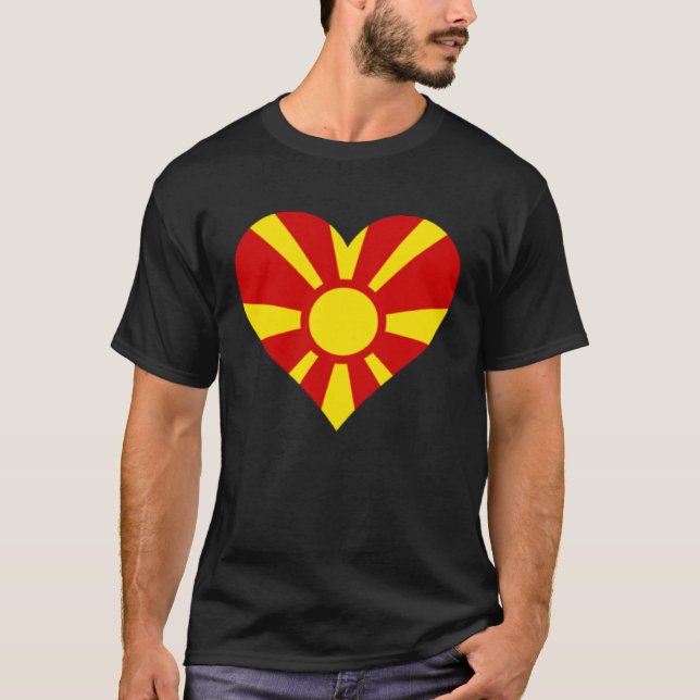 North Macedonia Flag Heart Gifts Love North Macedo T-Shirt (Front)