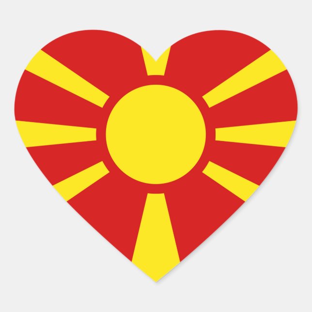 North Macedonia Flag Heart Sticker (Front)