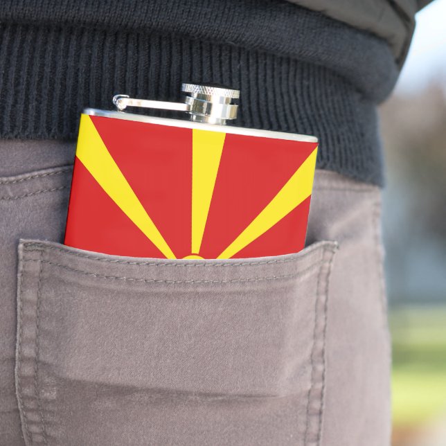 North Macedonia flag Hip Flask (In Situ)