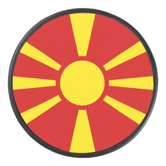 North Macedonia Flag Hockey Puck (Front)