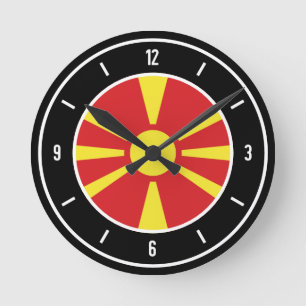 North Macedonia Flag Round Clock