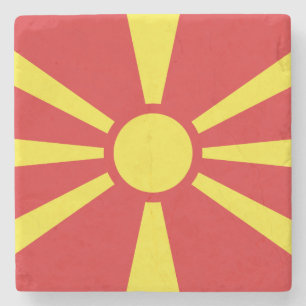 North Macedonia Flag Stone Coaster