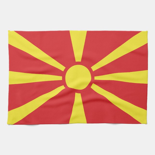 North Macedonia Flag Tea Towel (Horizontal)
