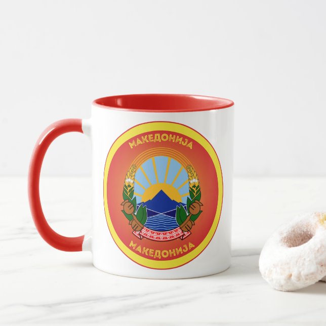 North Macedonia Heritage Emblem Mug (With Donut)