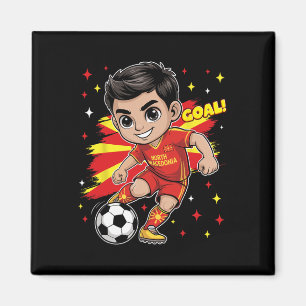 North Macedonia Kid Goal Cartoon Macedonian Flag B Magnet