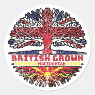 North Macedonia Macedonian Uk United Kingdom Classic Round Sticker