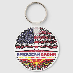 North Macedonia Macedonian US American USA United Key Ring