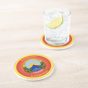 North Macedonia National Emblem Circle Shape Coaster