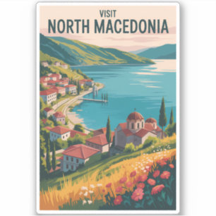 North Macedonia Skyline Illustration Travel Art