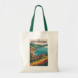 North Macedonia Skyline Illustration Travel Art Tote Bag