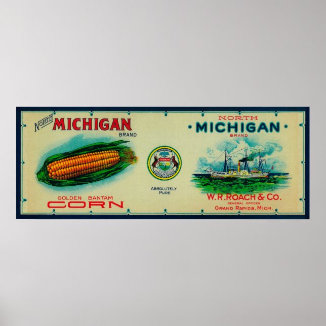 North Michigan Corn LabelGrand Rapids, MI Poster (Front)