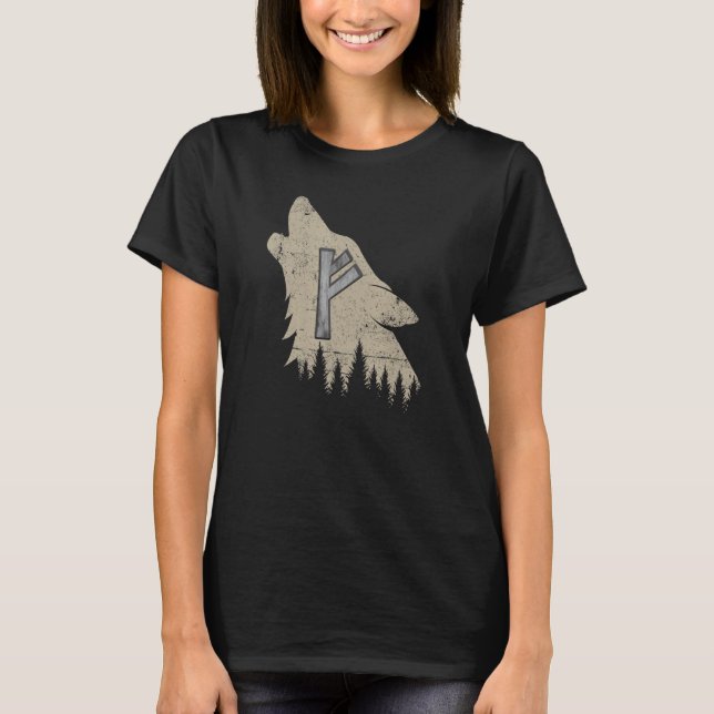 North Mythology Fenrir Wolf Viking T-Shirt (Front)
