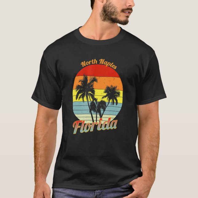 North Naples Florida Retro Tropical Palm Trees Vac T-Shirt (Front)