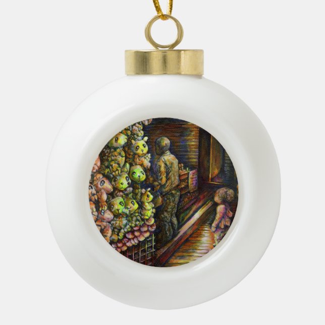 North of the Circus Ceramic Ball Christmas Ornament (Front)