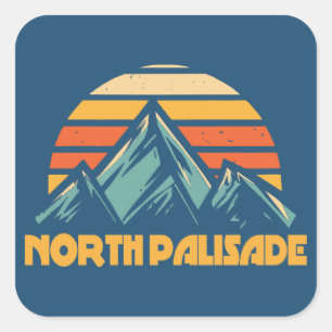 North Palisade California Retro Turquoise Square Sticker