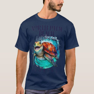 North Palm Beach Florida Watercolor Happy Sea Turt T-Shirt