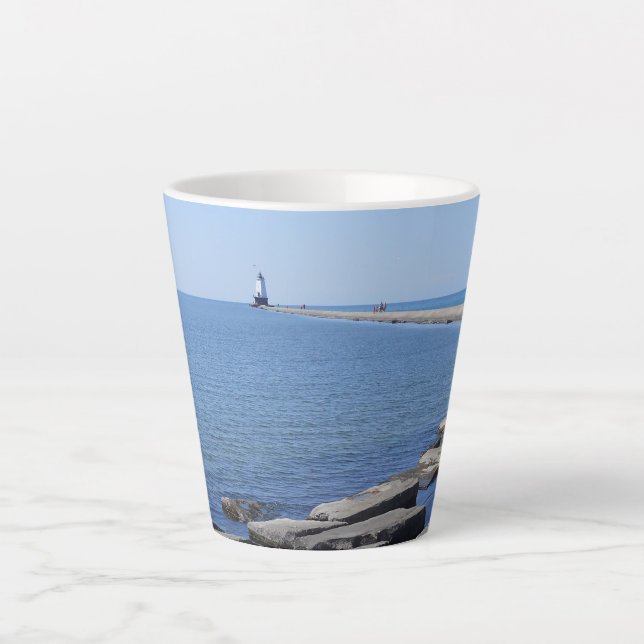 North Pierhead Lighthouse, Ludington, MI  Latte Mug (Front)