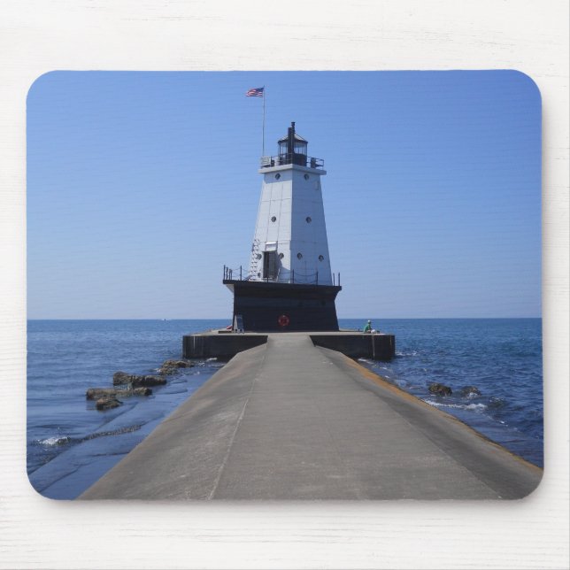 North Pierhead Lighthouse, Ludington, MI Mouse Pad (Front)