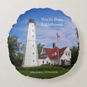North Point Lighthouse round pillow