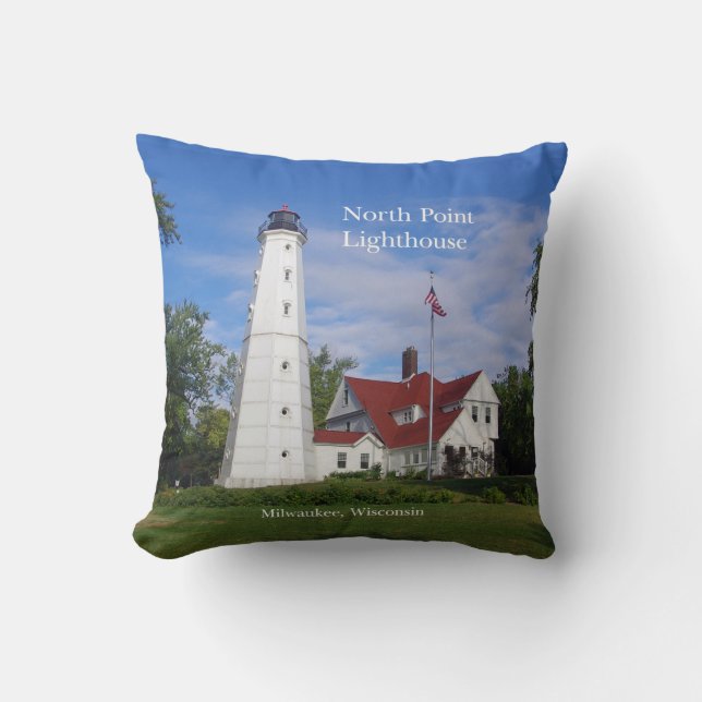 North Point Lighthouse square pillow (Front)