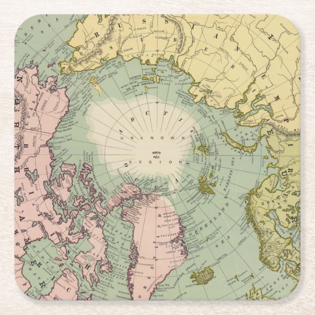 North Polar Regions Square Paper Coaster (Front)