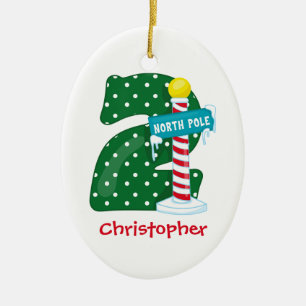 North Pole 2nd Birthday Ceramic Tree Decoration